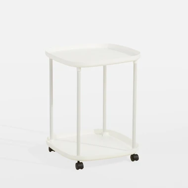 Konferenční stolek na kolečkách se 2 tácy, bílý 39x50 cm