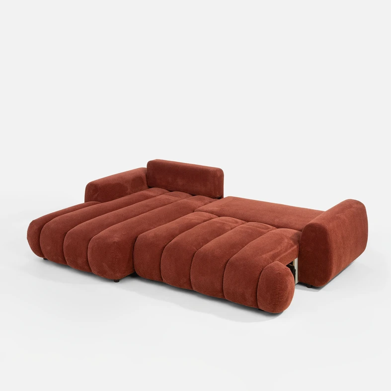 Vínová rohová sedací souprava s úložným prostorem PASSO M levá