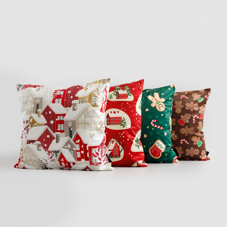 Povlak na polštář s vánočními domky GINGER 45x45 cm
