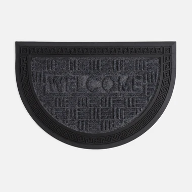 Polokruhová rohožka WELCOME, grafitová, 40x60 cm