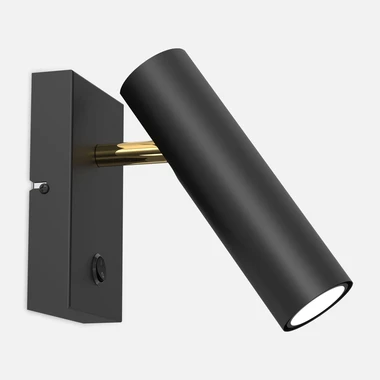 Černo-zlaté nástěnné svítidlo s nastavitelnou bodovkou AXION