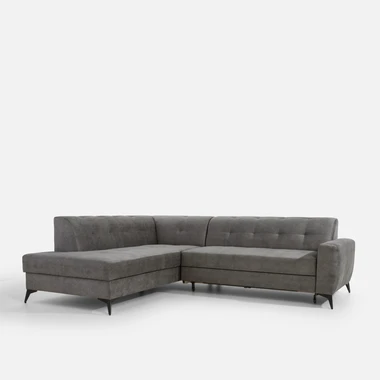 Šedo-béžová rozkládací rohová sedací souprava STORN levá