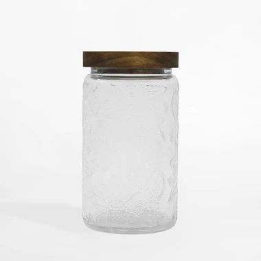 Skleněná nádoba s akáciovým víkem 1000 ml