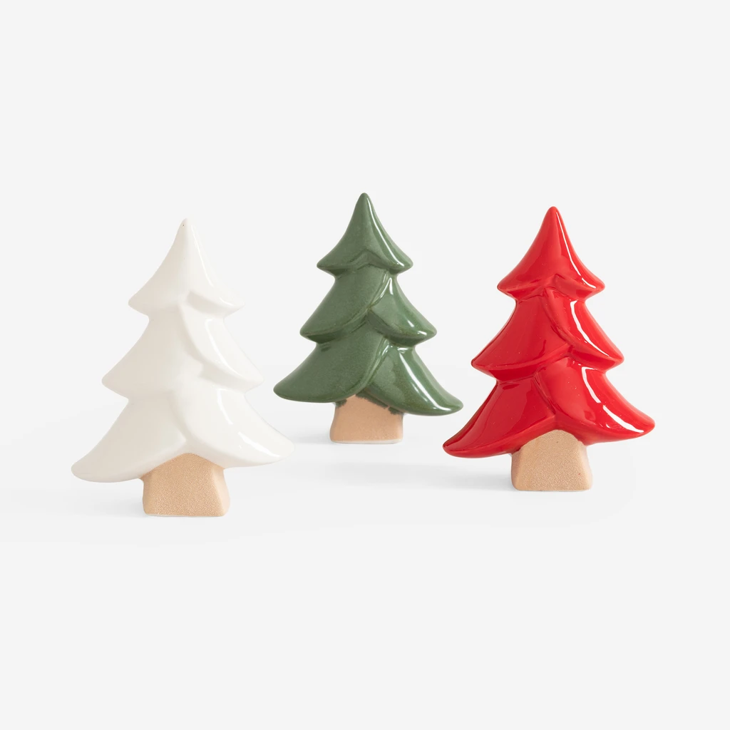 Dekorace porcelánový vánoční stromeček bílý 16,2 cm