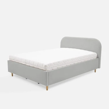 Šedá velurová postel SANTADI 90x200 cm