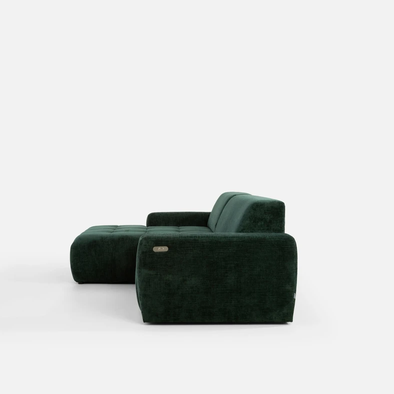 Rohová sedačka s elektrickým nastavením sedáku SAVINON S lahvově zelená pravá