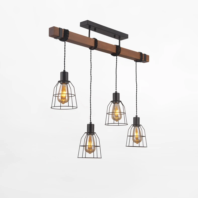 Oprawa lampy wiszącej REDA pozwala na zamontowanie 4 żarówek typu E27 o mocy maksymalnej 40W.