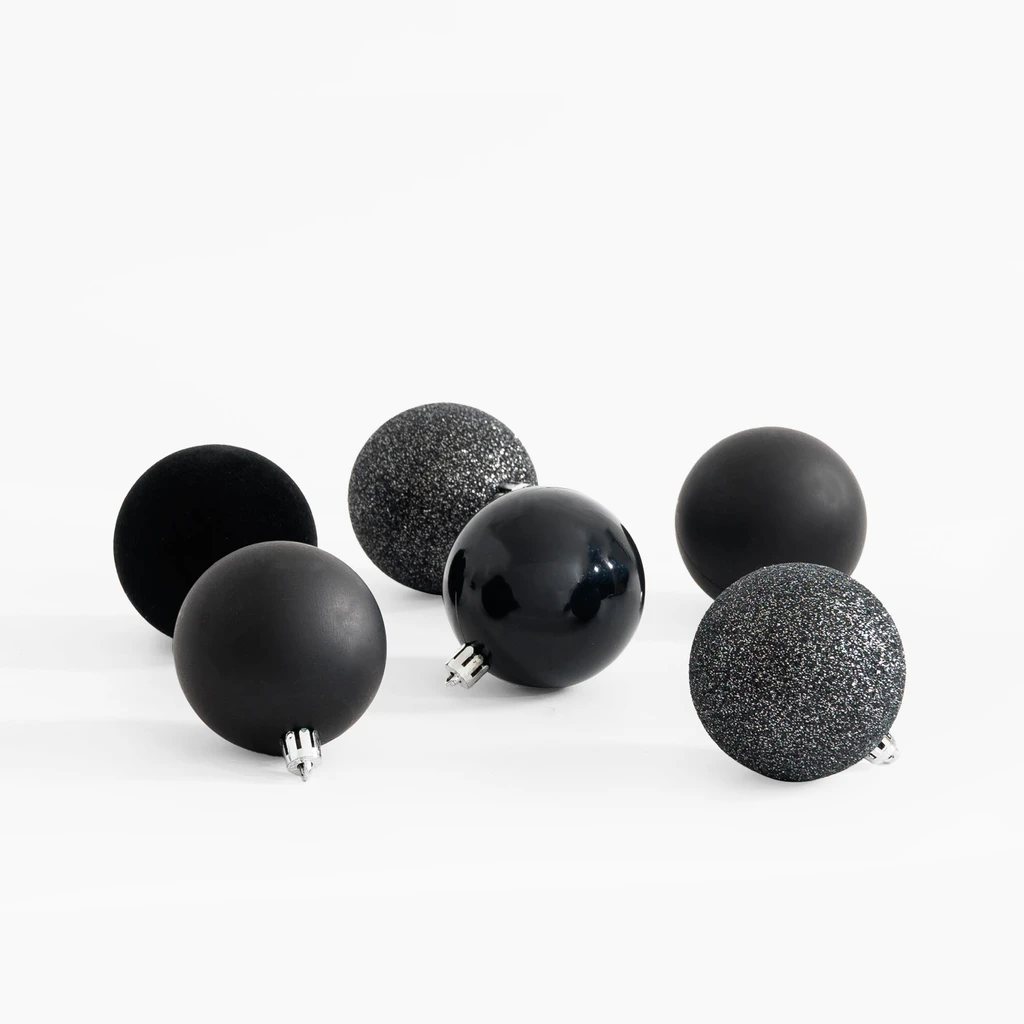 Vánoční baňky 6 cm černé 16 ks