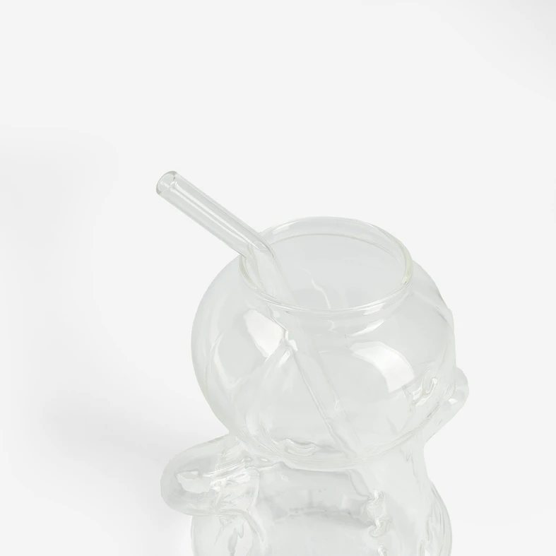 Vánoční sklenice s brčkem GINGERBREAD průhledná 400 ml