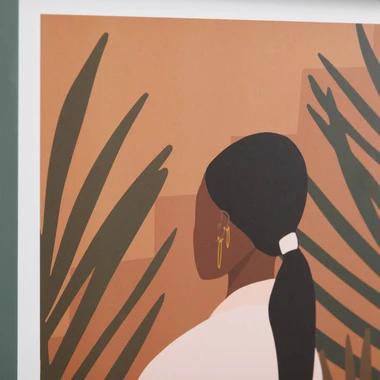 Obraz ŽENA III, zelený rám 20x20 cm