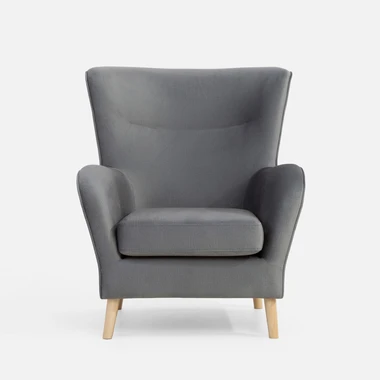 Šedé čalouněné křeslo CARY