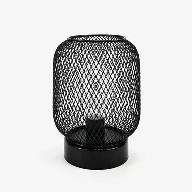 Černá dekorativní lampička LED síťované stínidlo 14x16,5 cm