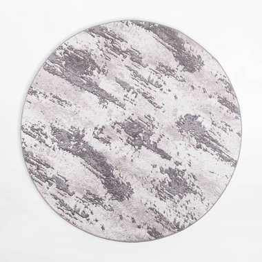 Antracitovo-šedý kulatý koberec retro VISION 120 cm