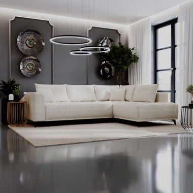 Béžová rozkládací rohová sedací souprava MERU pravá