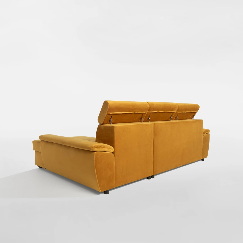 Rohová sedací souprava s nastavitelnými opěrkami hlavy pravá TITAN hořčicová