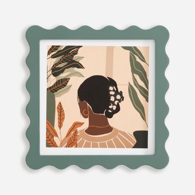 Obraz ŽENA II, zelený rám 20x20 cm