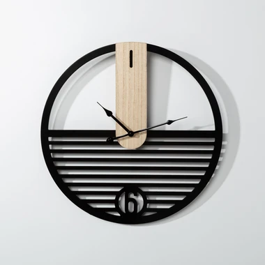 Černo-hnědé nástěnné hodiny 50 cm