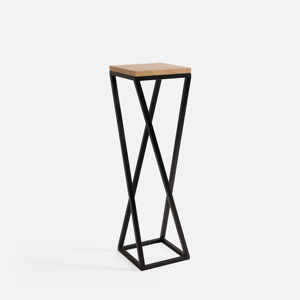 Ocelový stojan na květináč černý dub LESCAR S 62 cm