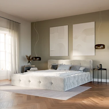 Łóżko tapicerowane beżowe ANNA 120x200 cm