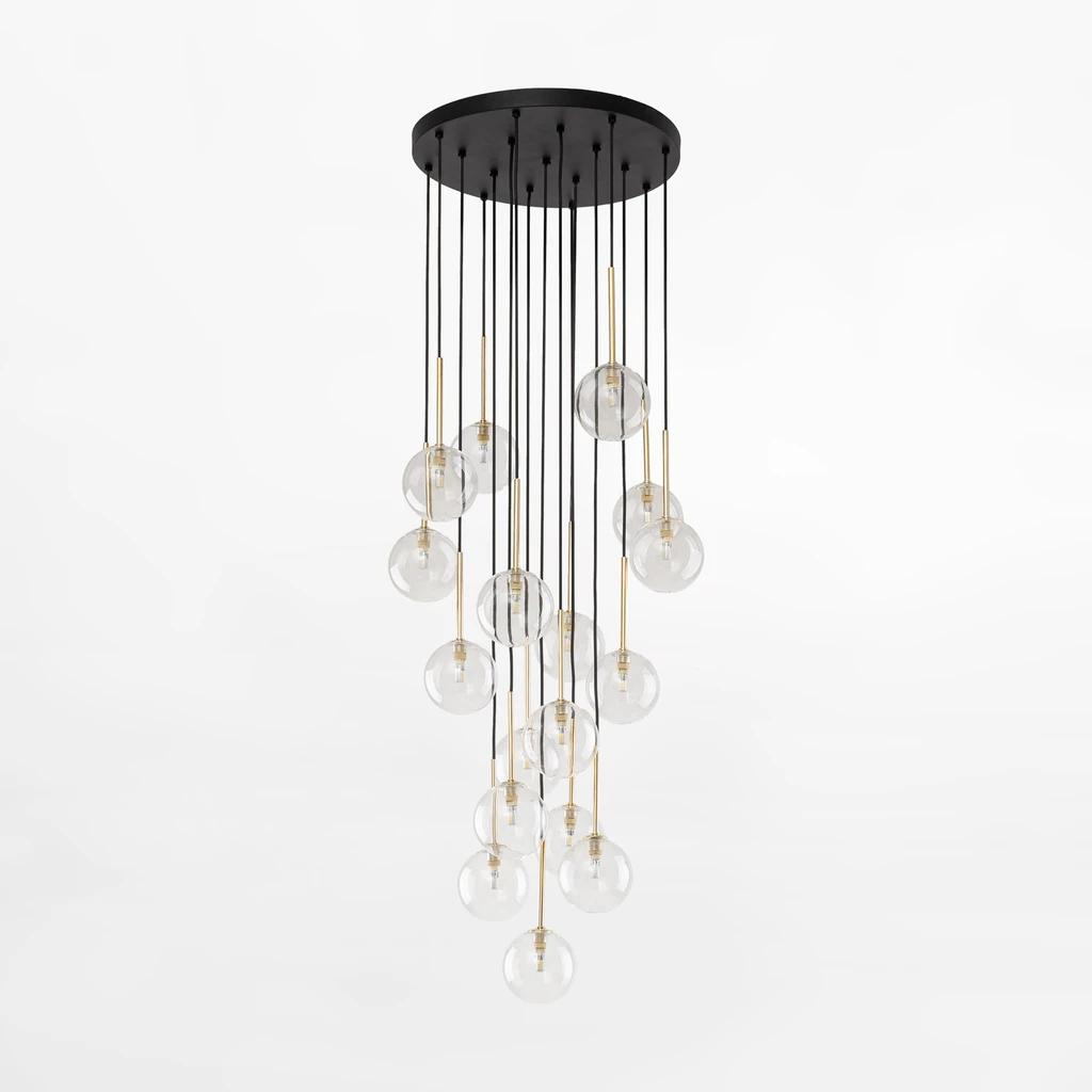 Lampa posiada oprawę aż dla 17 żarówek LED typu G9 o mocy maksymalnej 8W.