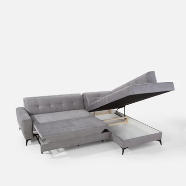 Šedá rozkládací rohová sedací souprava STORN pravá