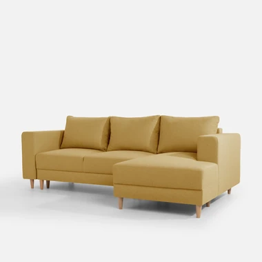 Hořčicová rozkládací rohová sedací souprava PERA pravá