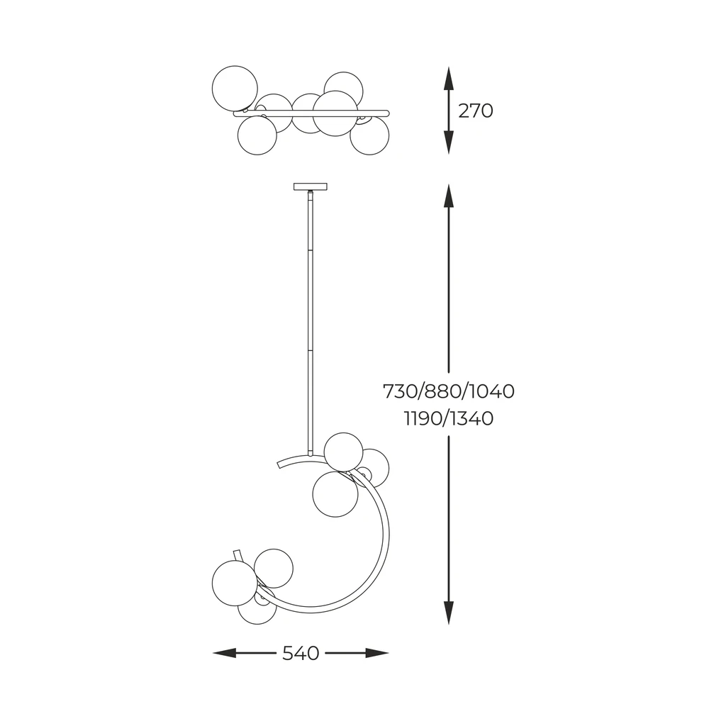 Lampa wisząca MOLECULE w złotym kolorze to oświetlenie, którym możesz udekorować do salon, jadalnię lub sypialnię.
