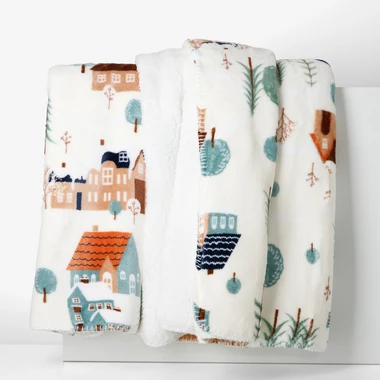 Vánoční deka s domečky SHERPA 150x200 cm