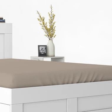 Taupe saténové prostěradlo s gumou PURE 140x200 cm