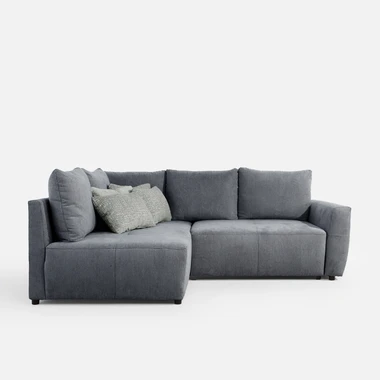 Šedá rozkládací rohová sedací souprava HORTA levá