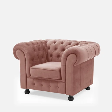 Pudrově růžové křeslo CHESTER
