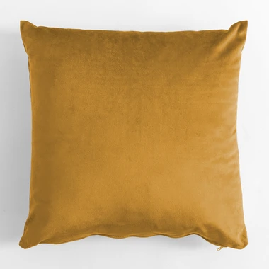 Dekorační hořčicový velurový polštář VELVIO 45x45 cm