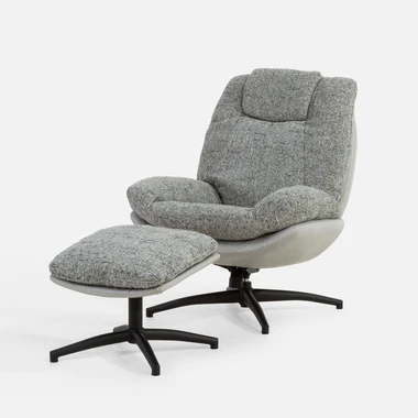 Šedé otočné křeslo s podnožkou DITTIF