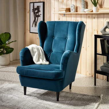 Velurové modré křeslo VITO