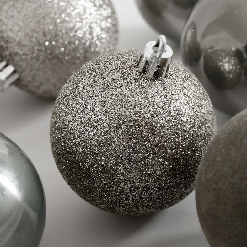 Vánoční ozdoby 6 cm stříbrné 16 ks