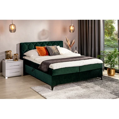 Postel boxspring s úložným prostorem zelená MEGAN PU 160x200 cm
