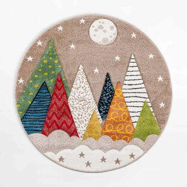 Kulatý koberec se vzorem hor BOND KIDS 120 cm