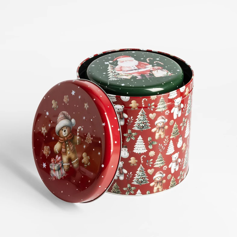 Sada 2 plechových dóz s motivem vánočního stromečku MIX 20 cm