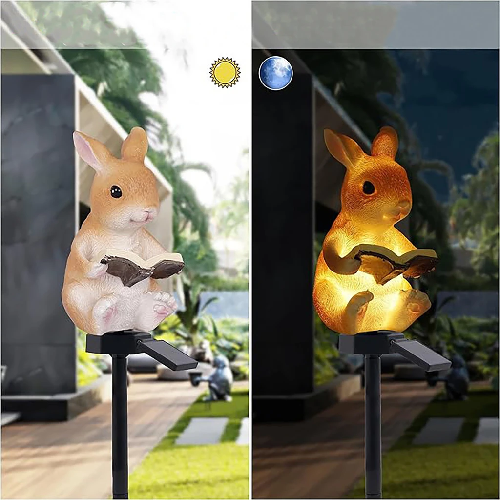 Dekoracja zewnętrzna solarna LED IP44 KRÓLIK Posiada panel solarny i wbudowany akumulator (1.2V AAA 600mAh AAA Ni-MH).
