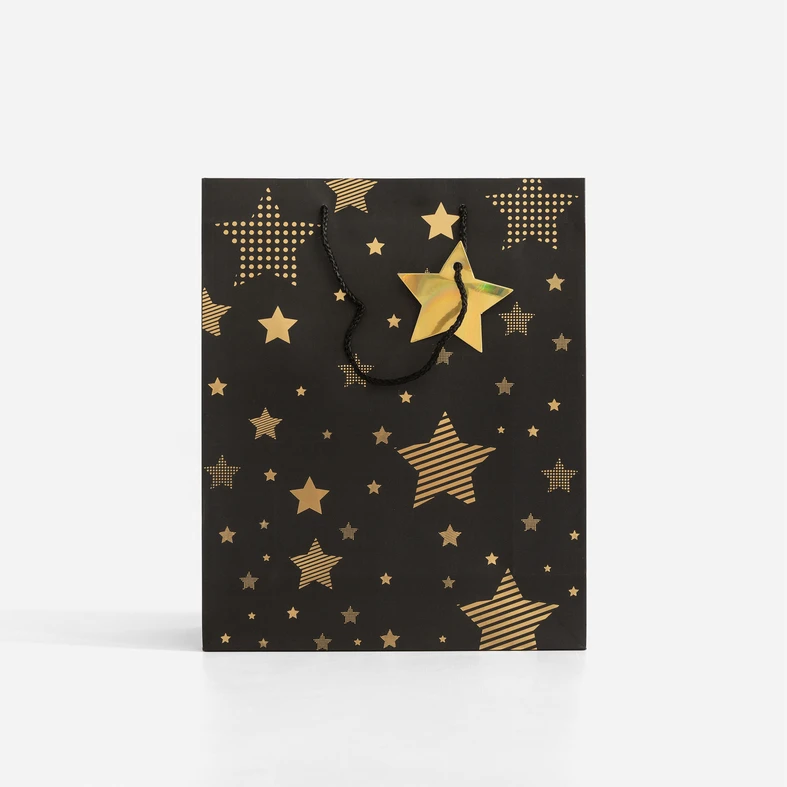 Dárková taška s hvězdičkami 32 cm MIX