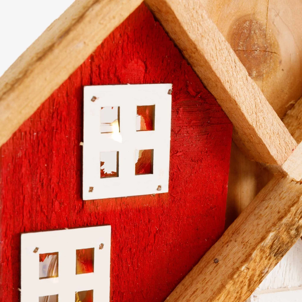 Dekorace LED dřevěné domky 27 cm