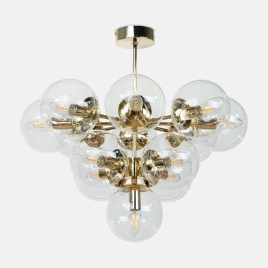 Zlaté stropní svítidlo 13 kulovitých stínidel ZUMBA.