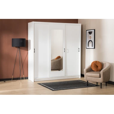 Bílá skříň s posuvnými dveřmi TREFL