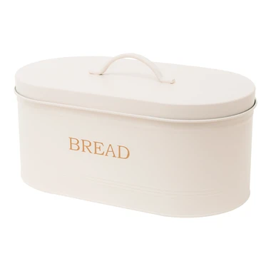 Bílý kovový chlebník s víkem 34x15 cm