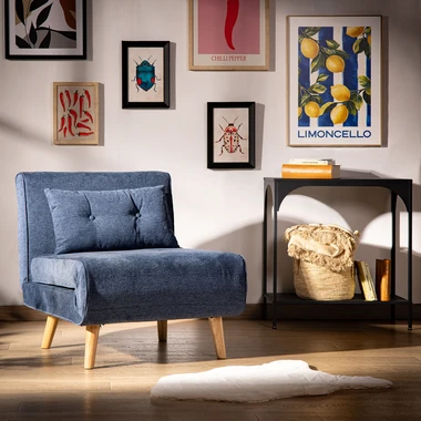 Tmavě modré rozkládací křeslo LAVILLA