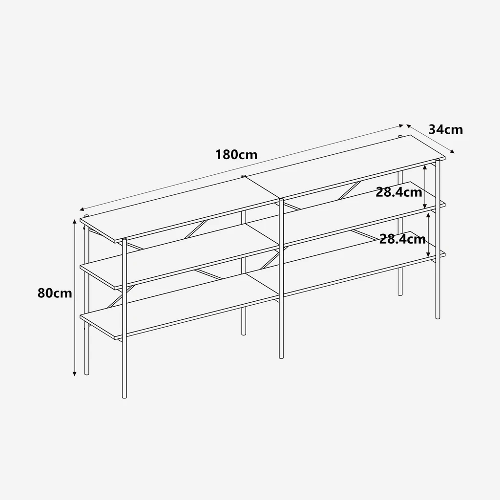 Rysunek z podanymi wybranymi wymiarami mebla