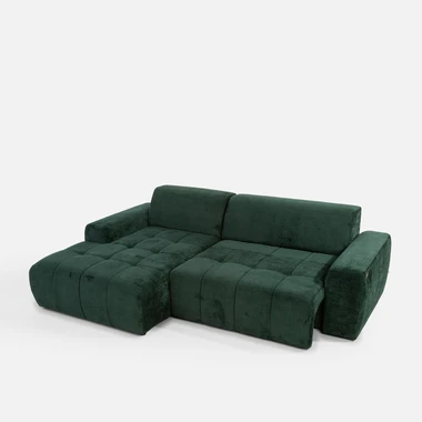 Rohová sedačka s elektrickým nastavením sedáku SAVINON S lahvově zelená pravá