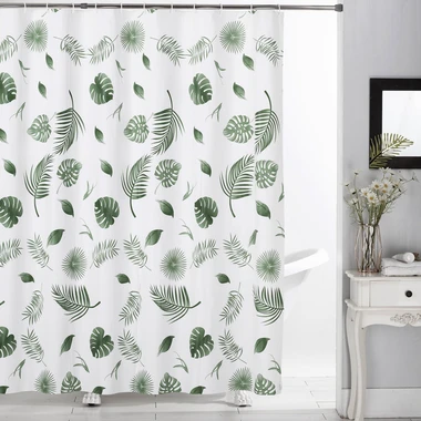 Sprchový závěs se zelenými listy ROSA 180x180 cm