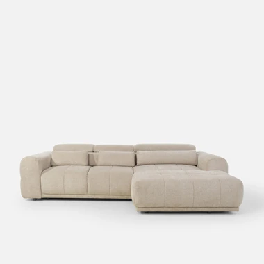 Béžová rohová sedací souprava s úložným prostorem PANEO S pravá