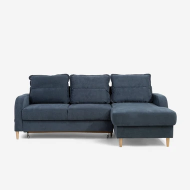 Šedomodrá rozkládací rohová sedací souprava HAMAR 3P pravá